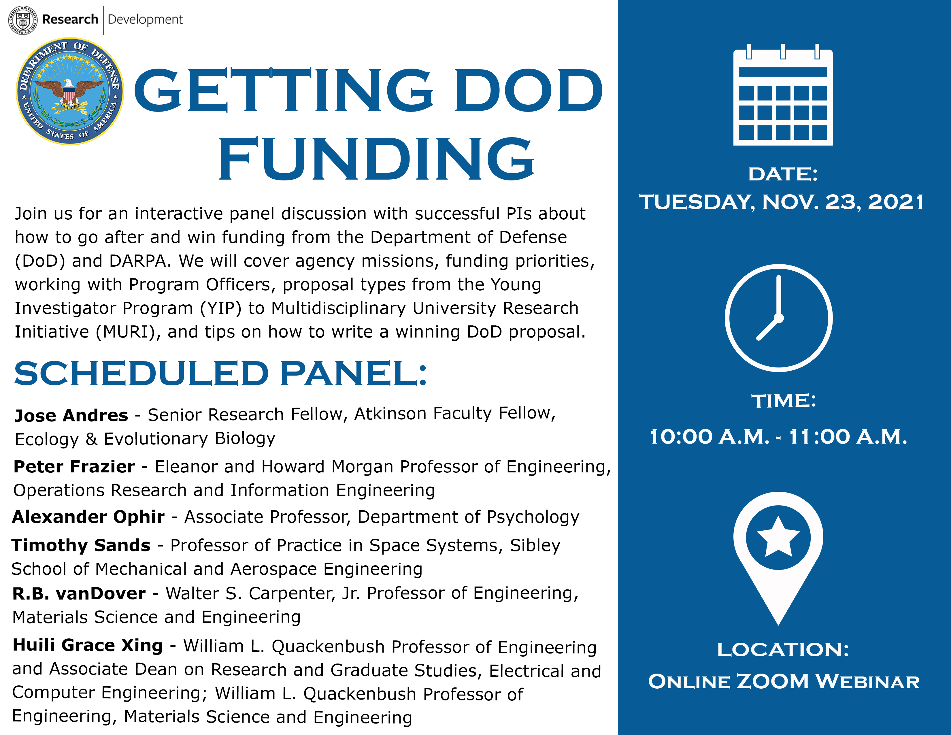 DoD funding workshop flyer
