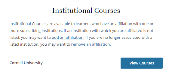 A picture of the view courses button on the CITI website. 