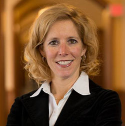 Woman with yellow hair smiling